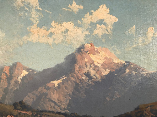Emile Godchaux (1860-1938), mountain landscape oil on canvas signed, framed