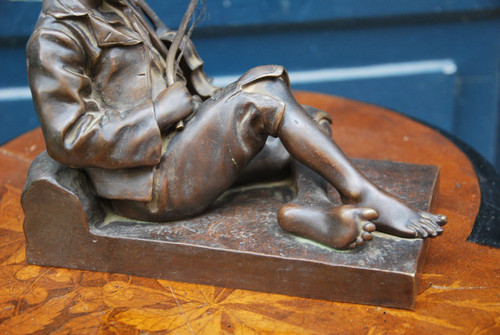 Violinist, Bronze Signed De Tharel