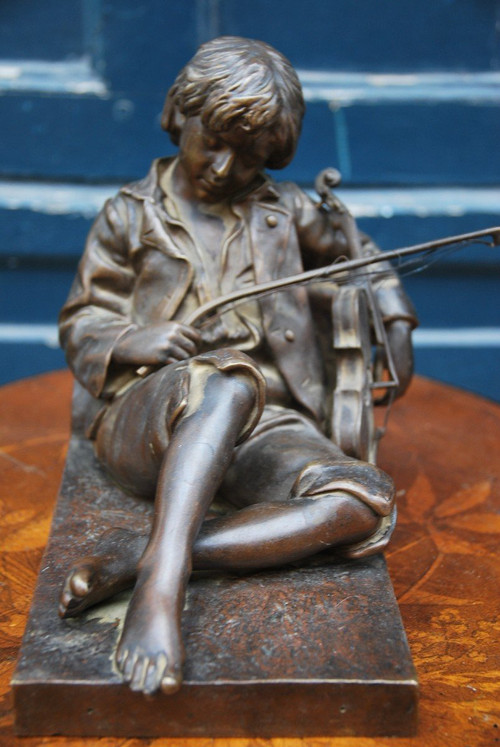 Violinist, Bronze Signed De Tharel