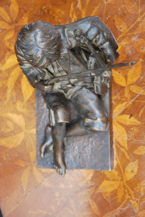Violinist, Bronze Signed De Tharel