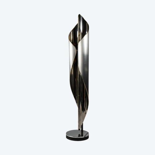 Lamp in polished and brushed metal, 1970s
