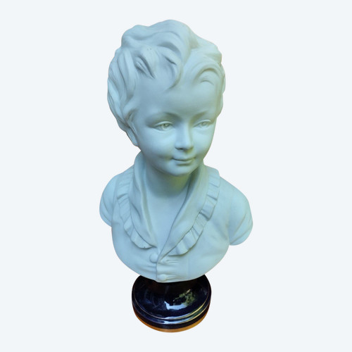 Bust On Pedestal - A. Brongniart- J. A Houdon- Porcelain Biscuit - Limoges - V. 1970.