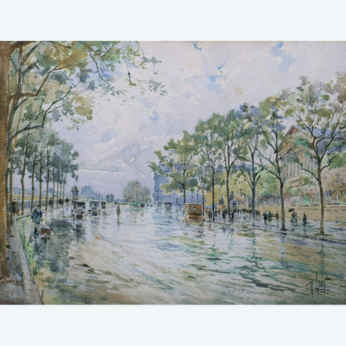 René LEVERD, The Palais Bourbon from the Quai d'Orsay