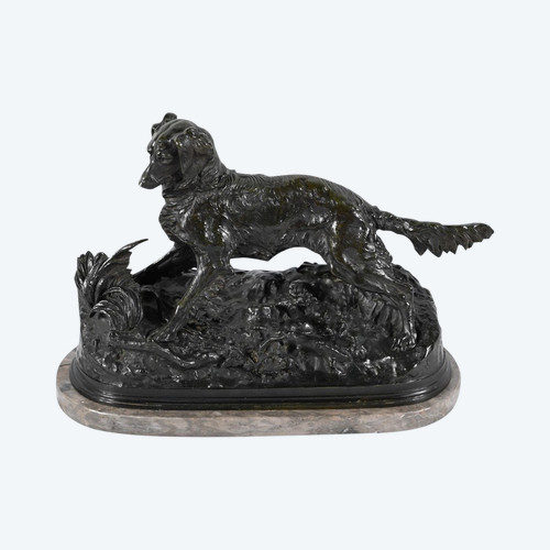 "Cane Spaniel" in bronzo, firmato P-J.Mêne - metà del XIX secolo