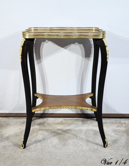Petite Table de Salon en Acajou et Bois Noirci, style Napoléon III – Fin XIXe