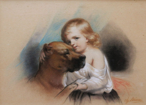 Charles Jean-Baptiste LELIÈVRE, Tenerezza: un ragazzo e un cane