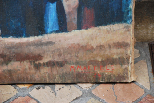 Brittany, Procession Large Oil On Canvas Signed De Mareels