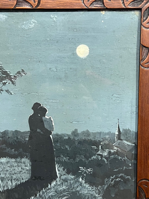 Französische Jugendstilschule - Paar im Mondschein, um 1900