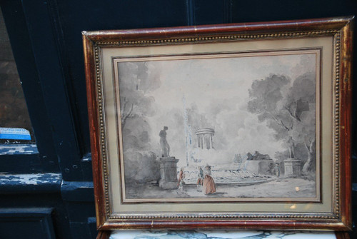 Hubert Robert, Anhänger, Figurenversammlung vor einem Brunnen XVIII