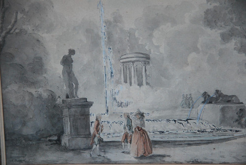 Hubert Robert, Anhänger, Figurenversammlung vor einem Brunnen XVIII