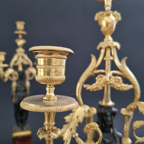  François Rémond, paire de grands candélabres  fin XVIIIe siècle, époque Directoire-Consulat.