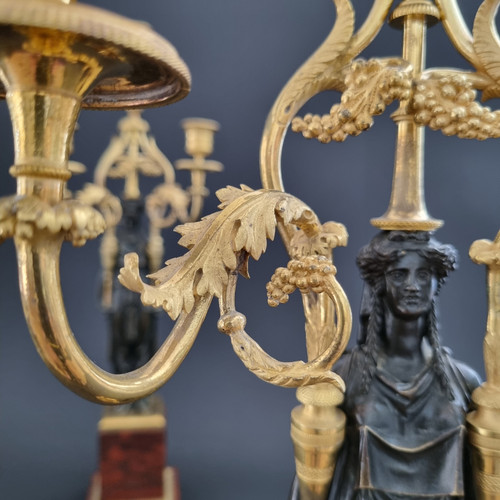  François Rémond, paire de grands candélabres  fin XVIIIe siècle, époque Directoire-Consulat.