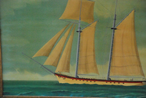Deux Peintures Sur Verre, Goélettes  XIXe siècle