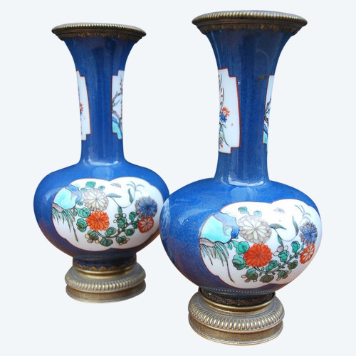 China XIXth century Pair Of Mounted Vases