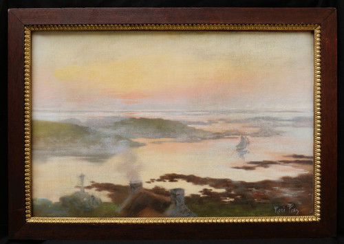 René Louis PÉAN, Côte bretonne au soleil couchant