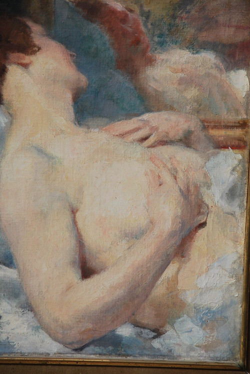 Träge Frau von Julien Tavernier, Öl auf Leinwand