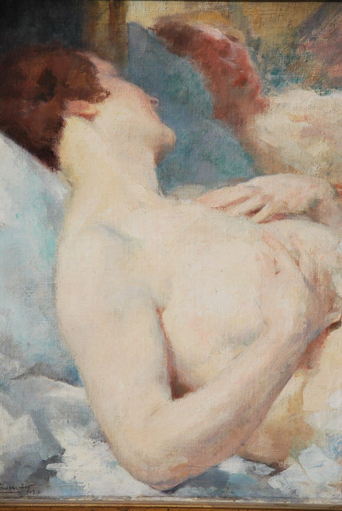 Träge Frau von Julien Tavernier, Öl auf Leinwand