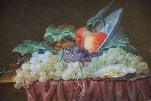 Natura morta con frutta e ostriche del XIX secolo