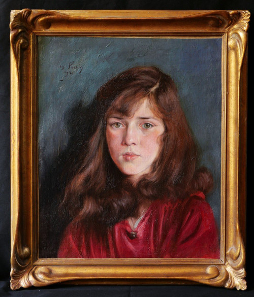 Charles PERRIN, Portrait de jeune fille aux yeux verts