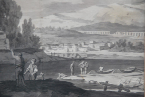 Dessin Au Lavis Paysage Et Architecture Suiveur De Joseph Vernet