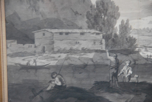 Dessin Au Lavis Paysage Et Architecture Suiveur De Joseph Vernet