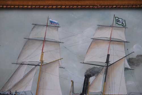 Bateau à Vapeur En Mer école Du XIXe siècle