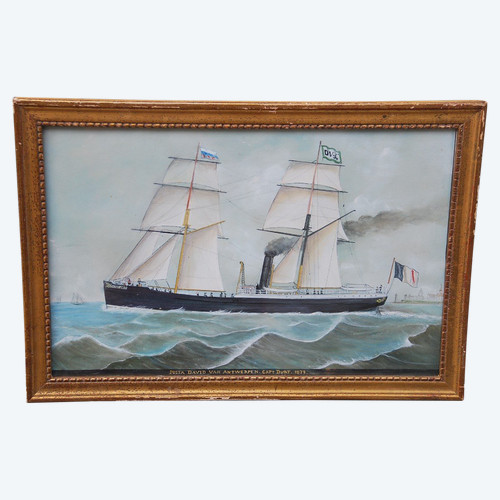 Bateau à Vapeur En Mer école Du XIXe siècle