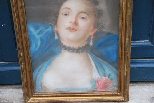 Pastello Giovane Donna Del Settecento Seguace Di Boucher
