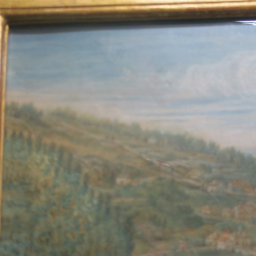 Paesaggio animato pastello del XVIII secolo