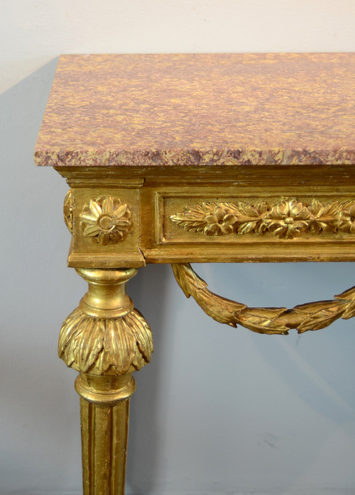 Louis XVI-Konsole aus goldenem Holz, Genua um 1785