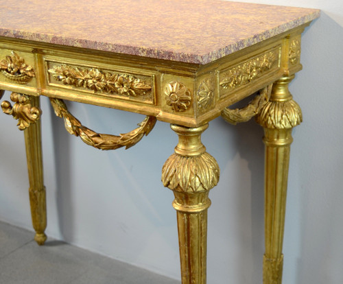 Louis XVI-Konsole aus goldenem Holz, Genua um 1785