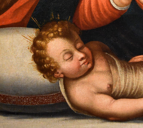 Sacra Famiglia con San Giovannino, Giovanni Battista Ramenghi (Bologna, 1521 – 1601) cerchia