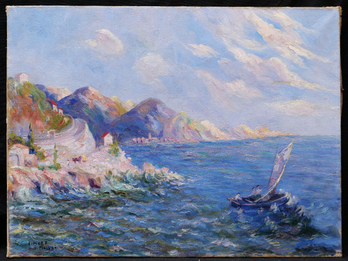 Attributed to Emile W. HERZ, Lively coastal landscape in Malaga