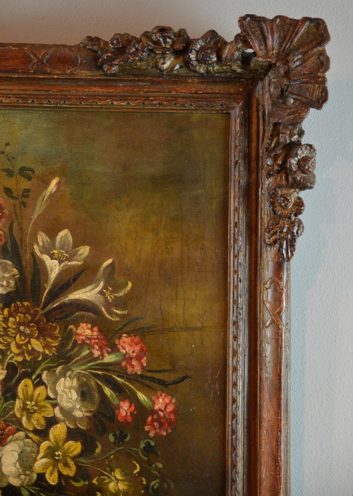 Nature Morte Avec Vase De Fleurs, école Italienne Du XIXe Siècle