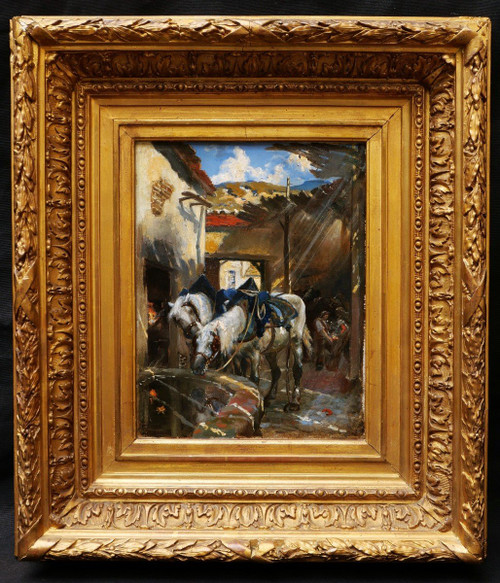Georges RÉCIPON, Pferde an der Tränke