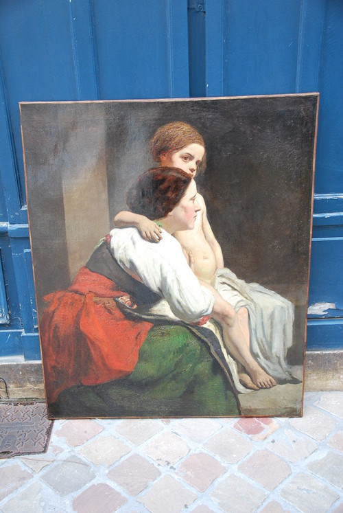 Carolus Duran follower of, The Mother And Her Child, Oil On Canvas XIXth