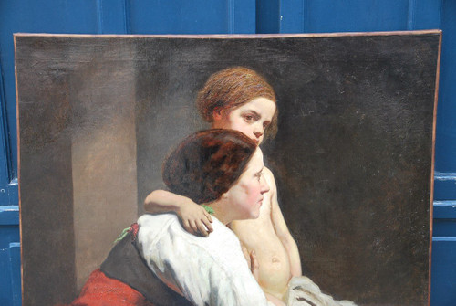 Carolus Duran follower of, The Mother And Her Child, Oil On Canvas XIXth