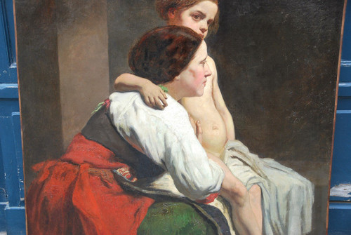 Carolus Duran follower of, The Mother And Her Child, Oil On Canvas XIXth