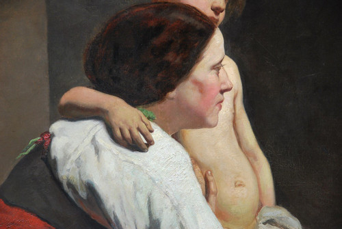 Carolus Duran follower of, The Mother And Her Child, Oil On Canvas XIXth