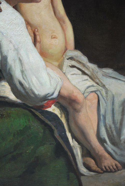 Carolus Duran follower of, The Mother And Her Child, Oil On Canvas XIXth