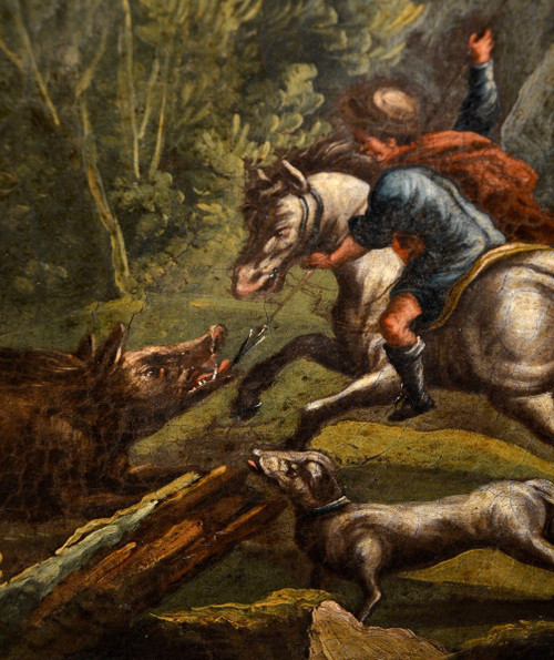 Maitre Piémontaise 18ème Siècle, Scène De Chasse /le Reste Des Bergers