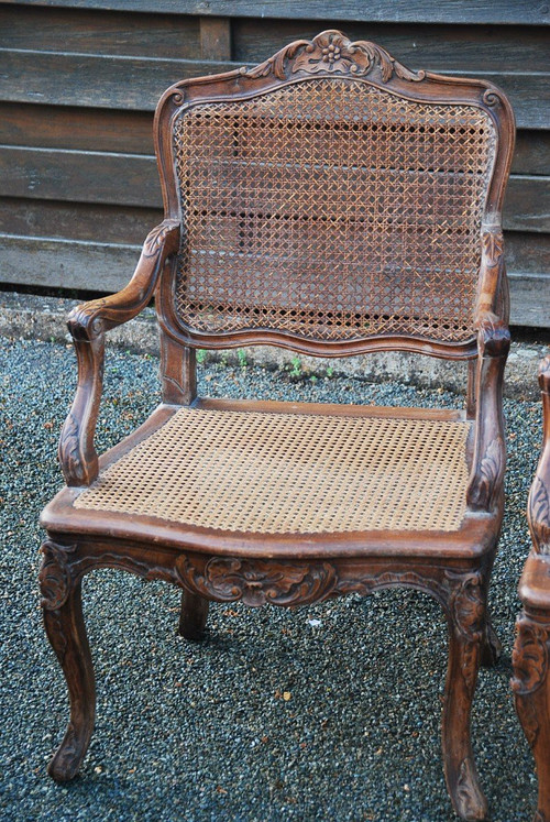 Pair Of Regence Style Caned Armchairs