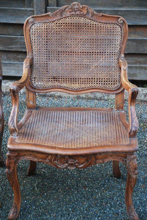 Pair Of Regence Style Caned Armchairs