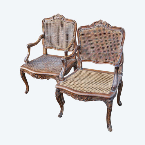 Pair Of Regence Style Caned Armchairs