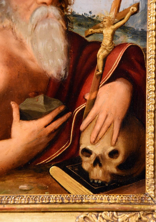 Öl auf Kupfer „Heiliger Hieronymus“, Kreis Giuseppe Mazzuoli