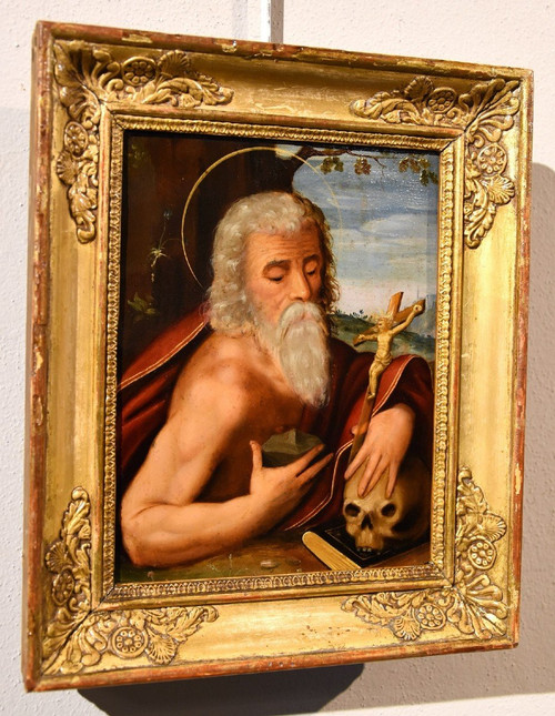 Öl auf Kupfer „Heiliger Hieronymus“, Kreis Giuseppe Mazzuoli
