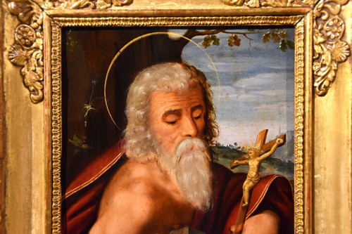 Öl auf Kupfer „Heiliger Hieronymus“, Kreis Giuseppe Mazzuoli