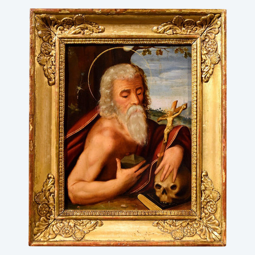 Öl auf Kupfer „Heiliger Hieronymus“, Kreis Giuseppe Mazzuoli