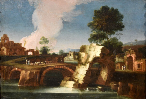 Latium-Landschaft Mit Dem Tiber Und Einem Ruinierten Bogen, Umkreis von Paolo Anesi (Rom 1697 - 1773)