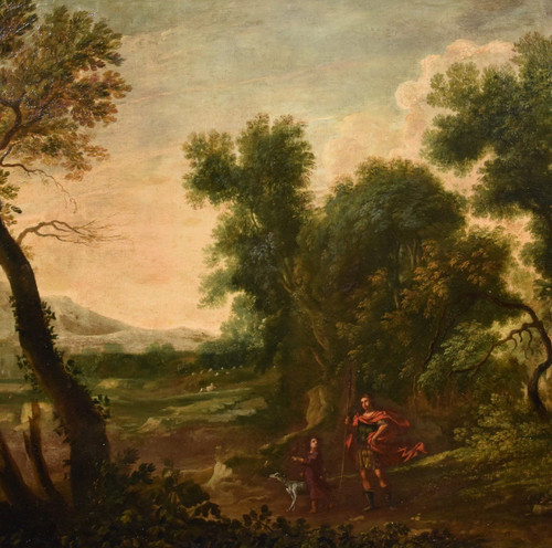 Paesaggio boschivo con l'Arcangelo Raffaele e Tobiolo